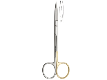 Tijeras quirúrgicas serradas Goldman-Fox “Super Cut“, 130 mm, rectas (DentaDepot)