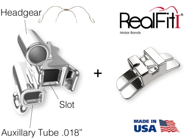 RealFit™ I - Kit introducción, MS, combinación triple + cajetín palatal (diente 17, 16, 26, 27) Roth .018"