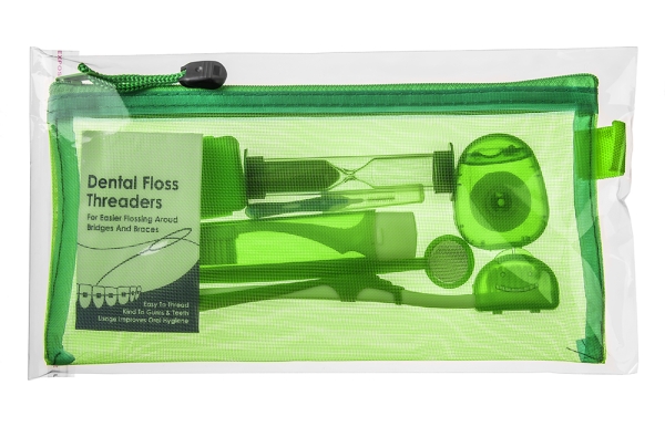 Kit de ortodoncia, bolsa de malla, verde