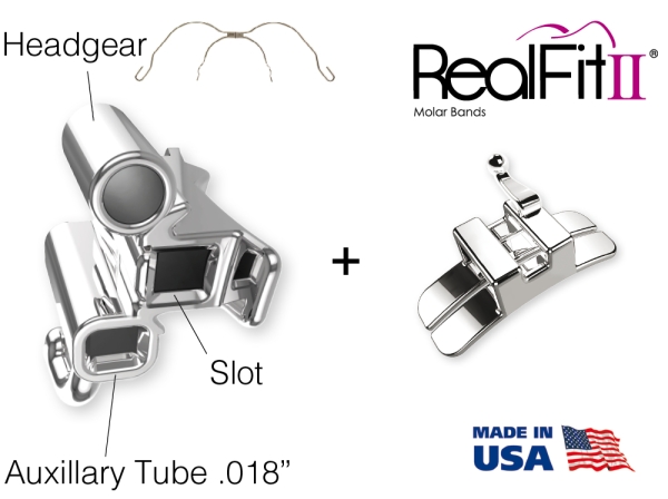 RealFit™ II snap - MS, combinación triple + cajetín palatal (diente 26, 27) Roth .022"